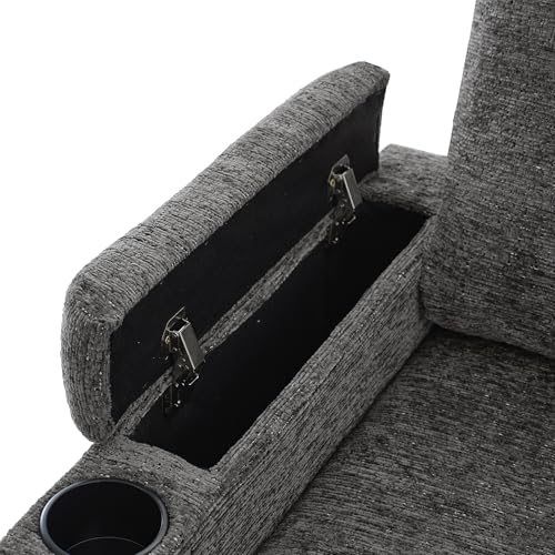 Image of ERYE 110-Inch U-Shaped Left Facing Sleeper Sectional Sofa Chenille Upholstered Corner Convertible Pull Out Sleeper Sofabed with Cupholders,Armrests Storage and USB Ports