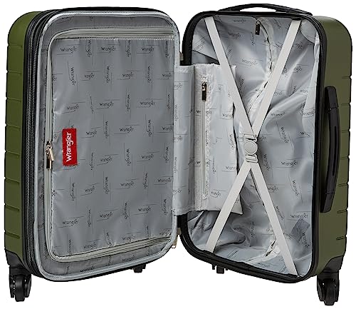 Wrangler-Smart-Luggage-Set-with-Cup-Holder-and-USB-Port-Olive-Green-20-Inch-Carry-On