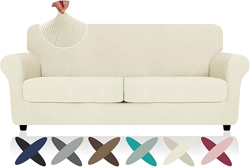 Miniatura 61 de Funda 2026 para sofá de dos plazas XL a rayas, 3 piezas (71"-91"), fundas elásticas gruesas para sofá con cojines 2 XL con banda elástica Nuevo