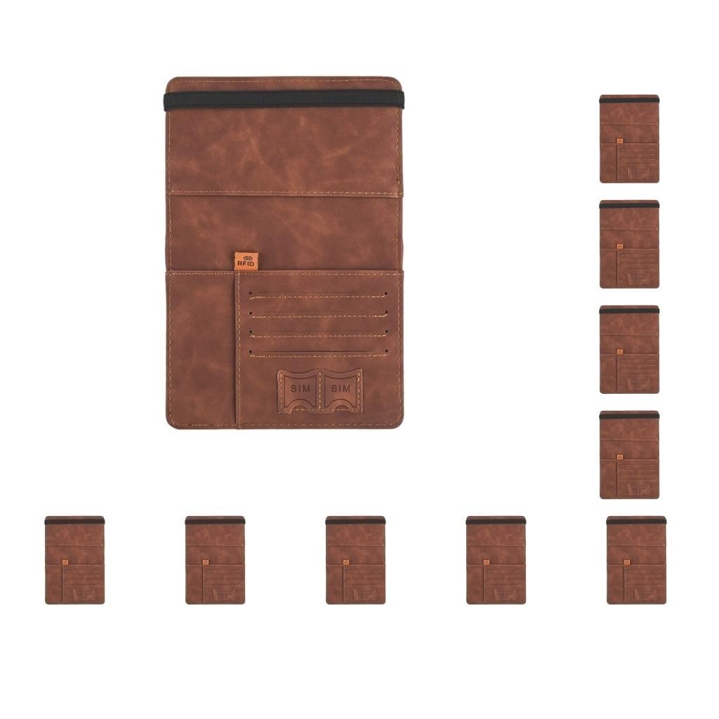 Etui na paszporty, organizer na dokumenty, portfel podróżny, etui na karty, czerwony, 15 x 21 cm, Zestaw 10 (ciemnobrązowy, 15 x 21 cm), 15x21 cm