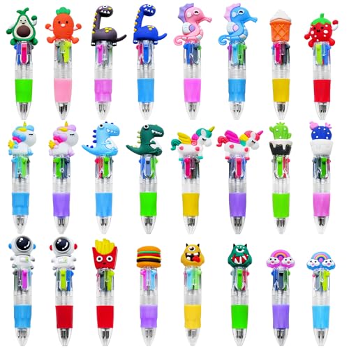 KIDRENFUN Party Bag Fillers- 24 PCS Party Favours Mini Pens Class Prize Lucky Dip Prizes Multicoloured Pen Teacher Gifts for Students Birthda Return Gifts for Girls Boys