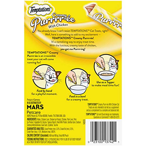 TEMPTATIONS Creamy Purrrr-ée with Chicken Cat Treats, (44) 1.7oz Pouches - Image 3