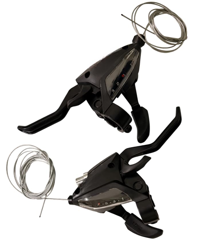 Image of Shrenik Bicycle Gear Shifter V-Brake Clutch Set Compatible for Cycle MultiSpeed-21 with Front 3-Speed and Rear 7-Speed Including Replaceable Inner Derailleur Gear Wire