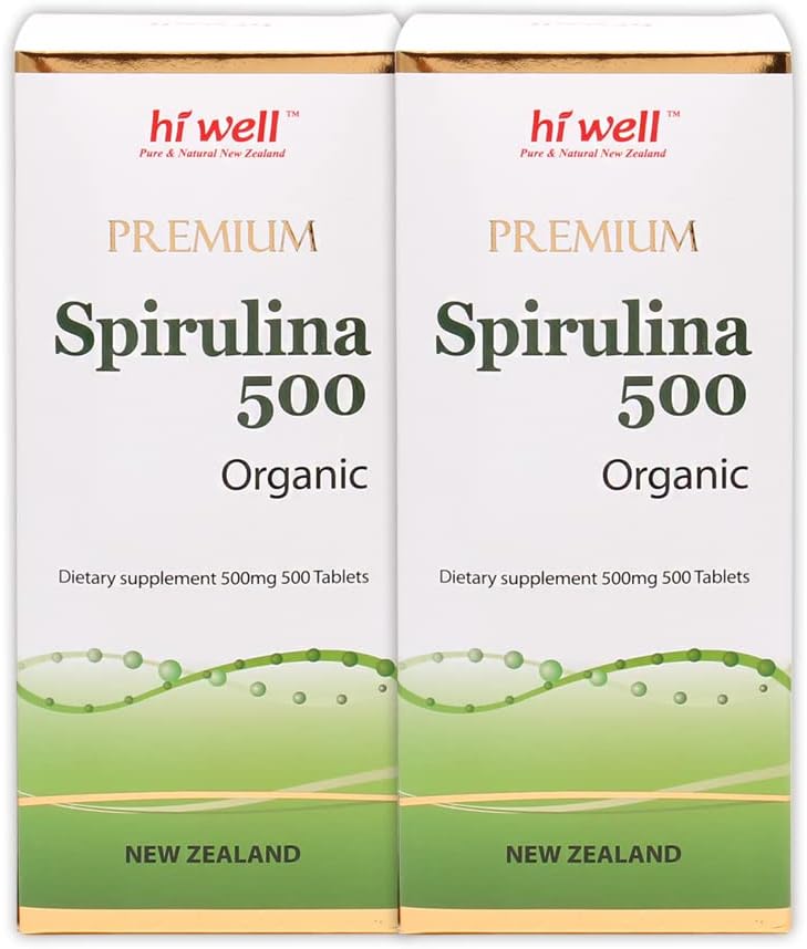 (Pack of 2) Hi Well Premium Spirulina 500 Oragnic 500 Tablets