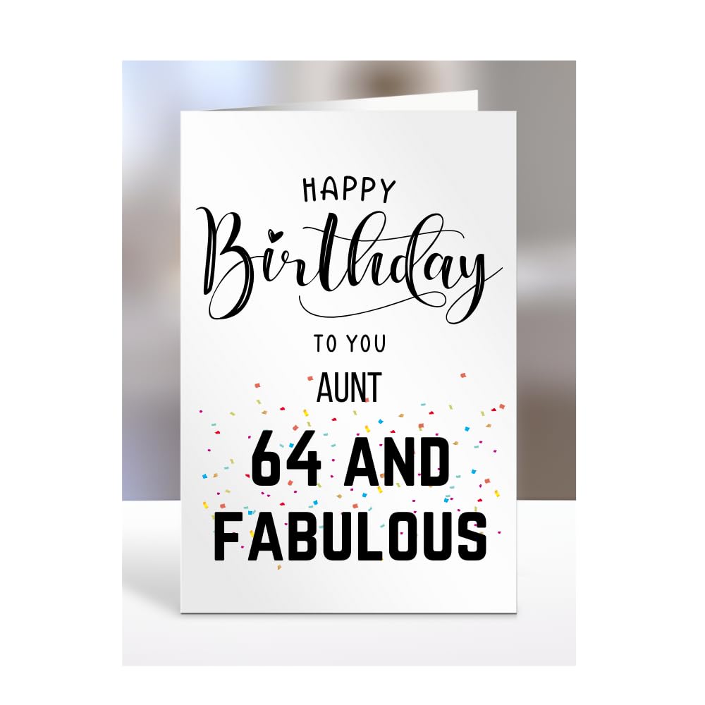 64th Birthday Card for Aunt, Happy Birthday, Gifts for Men or Women, Presents for Christmas, 64 and fabulous, 64 years old, Greetings Card, A5-102d_13
