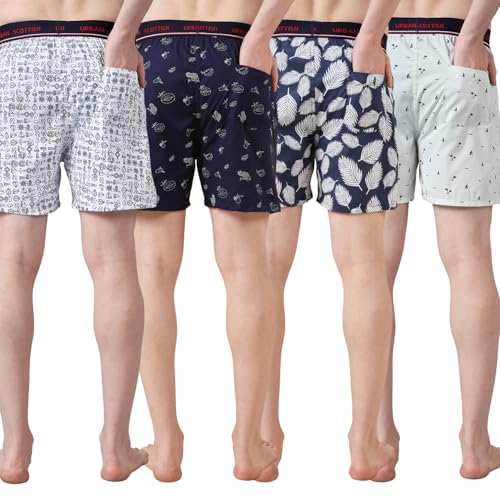 Image of Urban Scottish Ultra-Comfortable Men's Boxer Pants (Pack of 4), 100% Cotton with Stylish Print, Soft & Stretchy Elastic Waist Band, Dynamic Movement & Hardwearing Stitching,Breathable Gentle Snug Fit