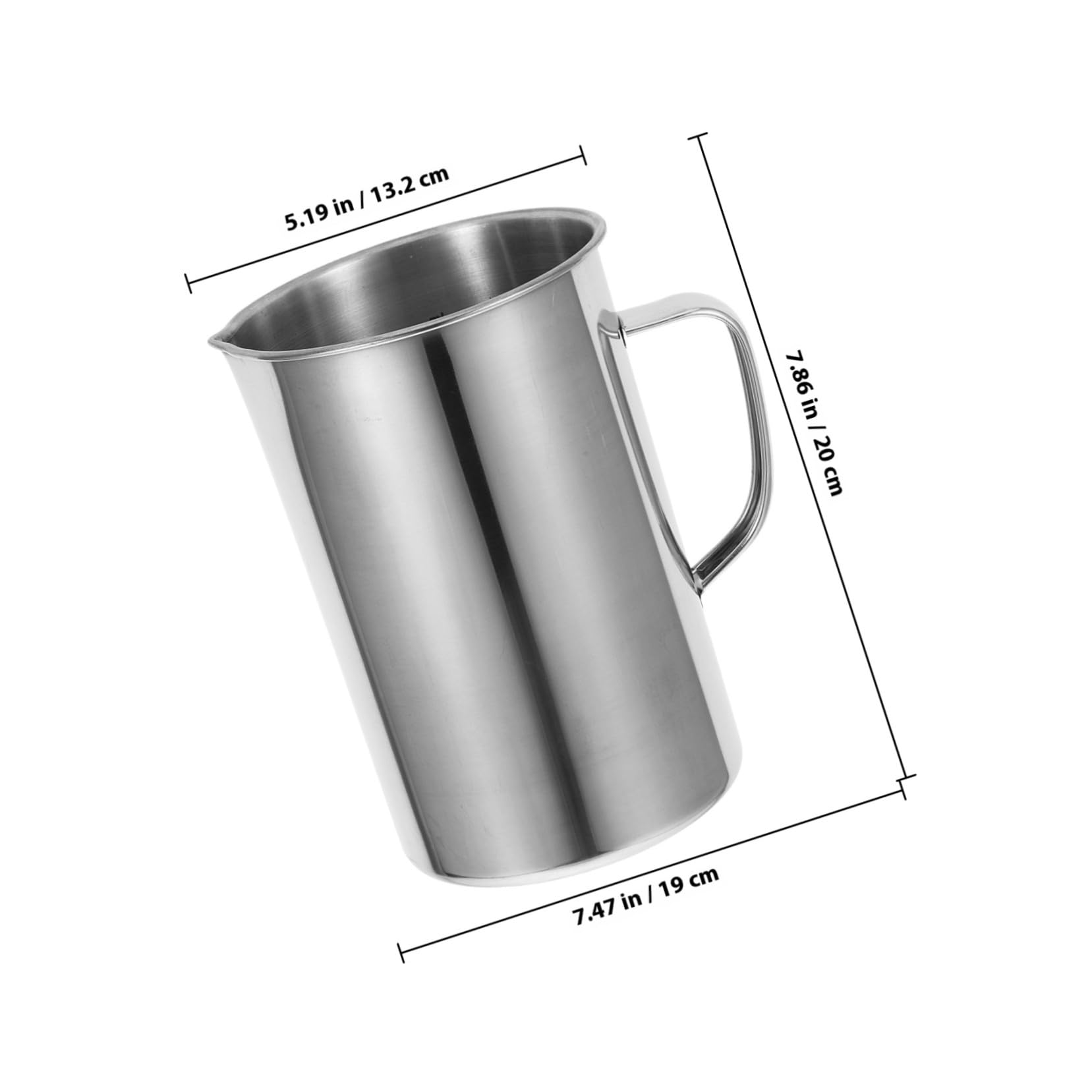 VICASKY Misurino Graduato in Acciaio Inox 2000 Ml con Manico, Beccuccio e Scala per Cottura al Forno e Uso Scientifico, Facile da Pulire