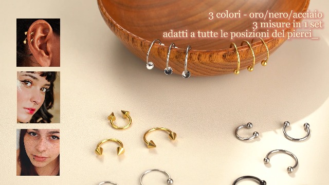 Anello 14G 1/2" In Titanio G23 Impianto - Prigioniero Con Perline Per Naso, Setto, Labbro, Orecchio