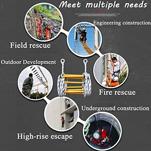 Escalera de cuerda de rescate de 5m antideslizante para evacuación de incendios y emergencias 6