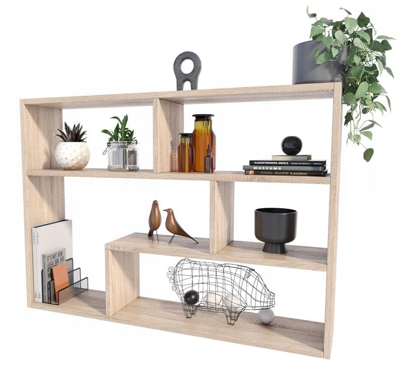 MATKAM Regał wiszący FINO, wysokiej jakości wykonanie, łatwy montaż, nowoczesny design do salonu, pokoju dziecięcego, biura (dąb sonoma)
