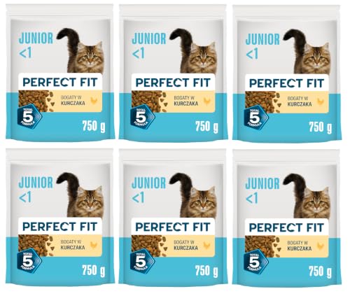 PERFECT FIT Junior <1 Trockenfutter für Katzen 6 x 750 g Huhn (6er-Packung) – Ansicht 1