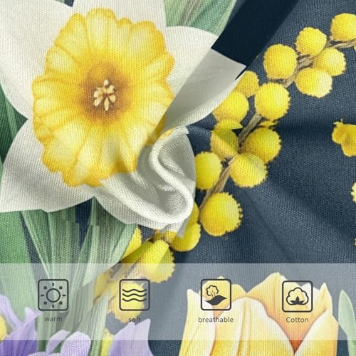 Yellow Purple Floral Narcissus Black Panties for Girl Toddler Underwear Custom Cotton Durable Undies Kids Briefs 2t3