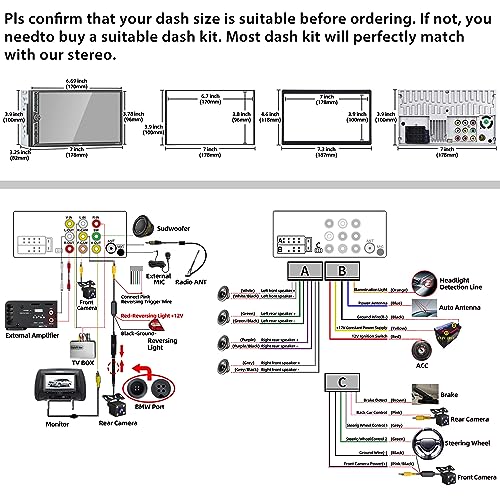 Double Din Car Stereo With Carplay Hands-Free Bluetooth, Mirror Link, 7 Inch Hd Touchscreen, Multimedia Support Tf/Usb/Eq/Swc/Sub, Fm/Am Car Radio Receiver, Carplay Screen With Backup Camera #TOP5