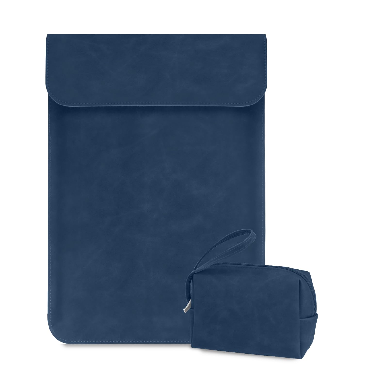 MaEiol 15-16 Zoll Laptoptasche Hülle, Laptop Sleeve Laptophülle mit Zubehör Tasche, PU Leder Ultradünn Laptop Hülle PC Computer Tasche für MacBook HP Dell Lenovo Acer Surface ASUS, Blau
