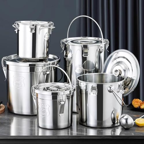 Contenitori in acciaio inox con coperchio, serrature e manico, contenitori multiuso per cereali, farina, riso, spezie