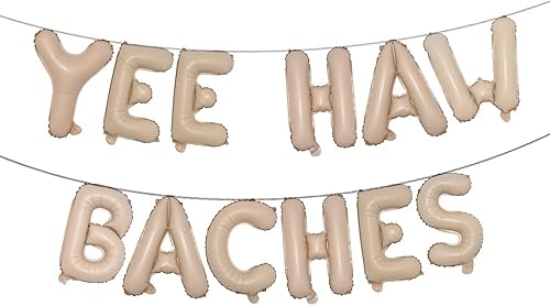 Pancarta multicolor de globos de Yee haw Baches, decoración de despedida de soltera, decoración de fiesta de compromiso (YEE HAW BACHES caramelo)