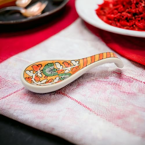 Image of Malaikah Ceramic Spoon Rest Orange Pack of 4 for Home, Kitchen, Dining, Kitchen Decor & Gifting