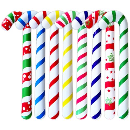 Inflatable Christmas Candy Cane Blow Up Candy Sticks for Christmas Decorations Party Favors Christmas Themed Birthday Party Costume Accessories Photo Booth Props Party Supplies Set of 8 Counts