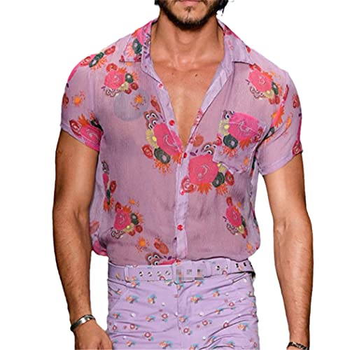 Chemise en dentelle transparente homme au motif floral raffiné