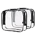 Cosmos 2 Pack Clear PVC Vinyl Zippered Luggage Toiletry Carry Pouch Travel Cosmetic Makeup Bag Clear Bag (Clear/Black)