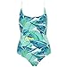 Qpladlse Swimwear Womens Lace-up Bathing Suits Floral One Piece Swimsuit Green Leaf M