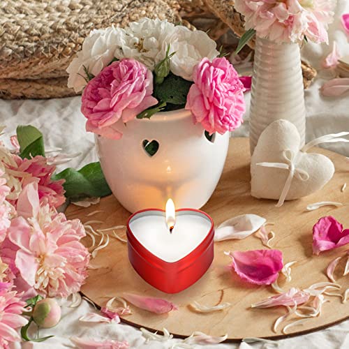 Vesici 6 Pieces Heart Shaped Candle Tin Sealed Empty Candle Jars Candle Containers Cans With Lids For Making Candles Heart Box For Mother's Day Candy Boxes Candies Presents Home Supplies (Red) #TOP4