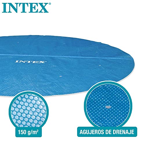 Intex 28014 - Solarabdeckplane, Abdeckung mit thermischer Isolierung für Runde Easy Set/Frame Pools, Polyethylen, Blau, ⌀ 488 cm