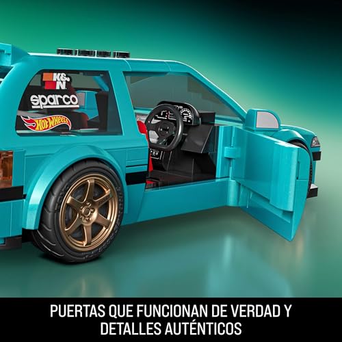 Miniatura 6 de Mattel Brick Shop Hot Wheels Honda Civic EF '90 Personalizado | 248 piezas, detalles realistas, calcomanías personalizadas, coche metálico a escala 1:64, para adultos y niños de 10+, JHF62
