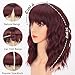 AISI HAIR Curly Bob Wig with Bangs Short Wavy Wine Red Color Wigs for Women Bob Style Synthetic Heat Resistant Bob Wigs