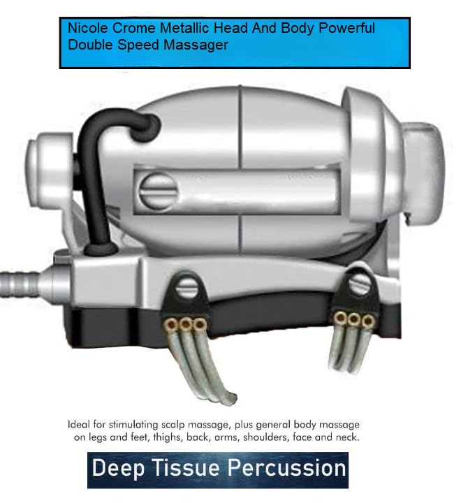 Nicole® Crome Metallic Head And Body Powerful Double Speed Floating Action Special Heavy Duty Massager for Full Body, Corded Electric, Silver Nicole® Crome Metallic Head And Body Powerful Double Speed Floating Action Special Heavy Duty Massager for Full Body, Corded Electric, Silver
