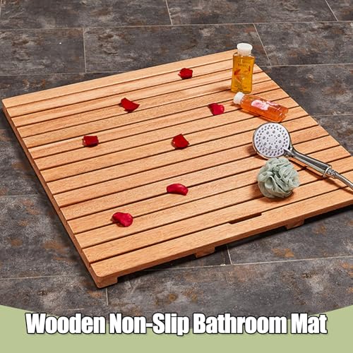 Alfombrilla de ducha de madera de teca con superficie cómoda de diseño elevado elegante 3