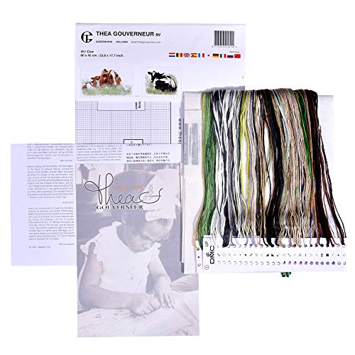 Thea Gouverneur Cow On Linen Counted Cross Stitch Kit-23.625-inch x 17.75-inch 32 Count, White, 60x45cm - Image 3