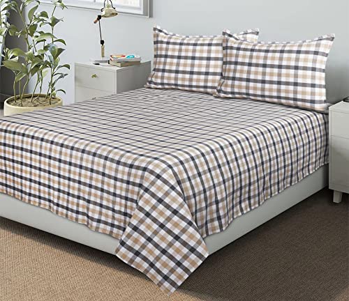 Image of AIRWILL, 200GSM Handloom Cotton Double Bedsheet with 2 Pillow Covers (Lanfranki Grey)