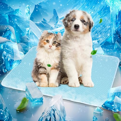 Mora Pets Dog Cooling Mat Breathable Cooling Pad for Dog Cats Washable Pet Cooling Mat for Indoor Outdoor Pets with Non-Slip Bottom 28 x 22 inch Light Blue Small
