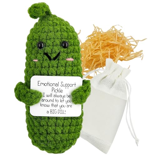 Meanju Positive Kartoffel Pocket Hug Positive Gurke, Emotional Support Pickles,Gurke Glücksbringer Mutmacher Geschenk, Positive Handgestrickt Beste Geburtstagsgeschenk für Freundin Kollegen Familie