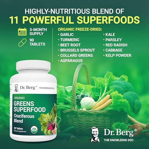 Dr. Berg Nutritionals HWC-220626 Dr. Berg'S Greens Superfood Cruciferous Vegetable Tablets - Vegetable Supplements thumb #4