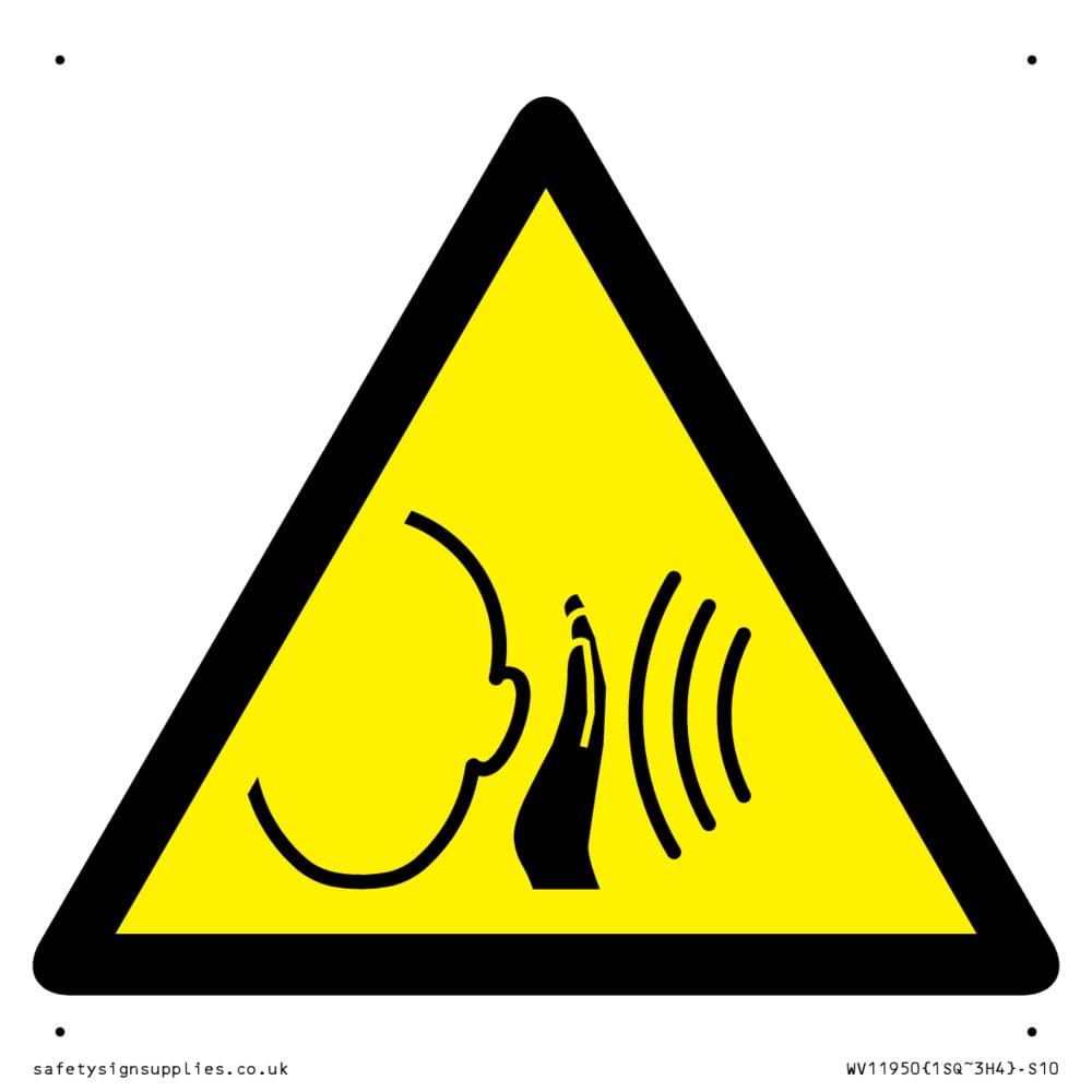 W038 Warning: Sudden loud noise Sign - 100x100mm - S10