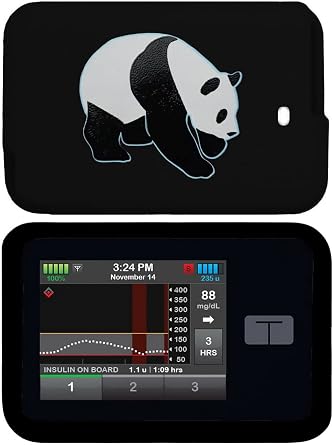 Premium Silicone Case with A Panda Pattern for Tandem Diabetes Care Insulin Pump TSlim X2 Pump Black-Panda