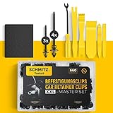 Befestigungsclips Auto + Auto Demontage Werkzeuge Set von SCHMITZ.Tools [700 Teile] Hebelwerkzeug Auto - Kfz Werkzeug - Auto Zubehör Innenraum - Auto Clips - Klips - Spreiznieten - Befestigung Clips