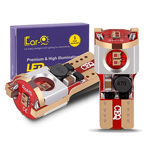 Car-EyeQ T10 Wedge 194 168 LED Bulbs, Pure Red 194R 2825 W5W 175 Rear Side Marker, License, Interior Map, Dome, Trunk, Courtesy, Inner Tail lights 2821 658 W5WLL 2825LL 5W 12V Replacement Lamps