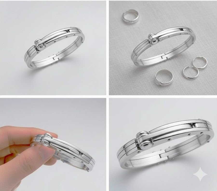 Pulsera de esposas plateada para hombre miniatura 6