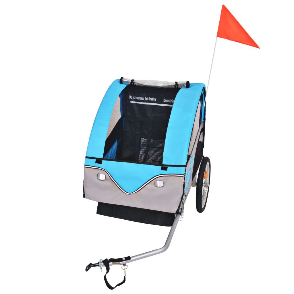 Remolque de Bicicleta para niños, Remolque Bici Perro, Remolque Bicicleta De Carga, Gris y Azul 30 kg