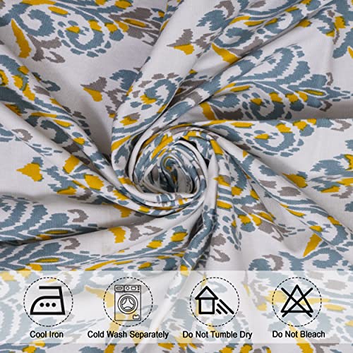 Image of HOMEMONDE Window Light-filtering Curtain Cotton Ikkat Printed 5 Feet- Decorative Grommet Curtains For Bedroom, Yellow Ikkat, Pack Of 2