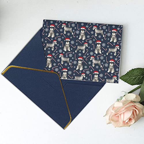 Cute Schnauzer Dog Puppy Greeting Cards Anniversary For Friends Kids 4.5 X 6 In With Envelopes Blank Inside Thank You Cards For All Occasion Holidays Party Snowflake Santa Claus Christmas Card Gifts