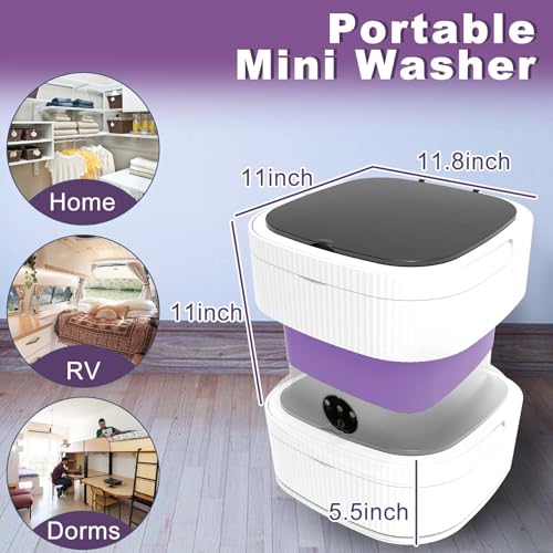 Portable Washing Machine, 14L 2.2kg 2 in1 Mini Washing Machine and Dryer with Laundry Bag Cleaning of Underwear, Baby Clothes, Socks, Cap, Lavadora Portatil Suitable for Apartments, Dorm, Camping, RV - Image 6