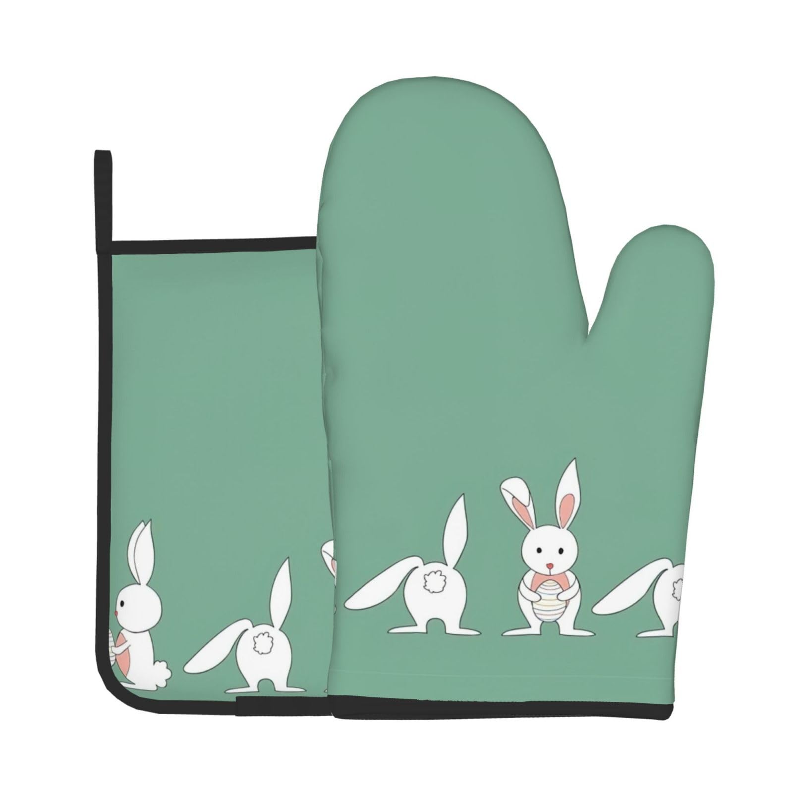 Easter Bunny Kitchen Baking Two-Piece Set,Multipurpose Oven Gloves,Used for Barbecue Kitchen Baking
