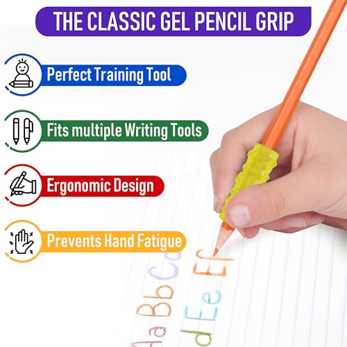 The Classics 12-Pack Extreme Gel Pencil Grips, Assorted Colors and Shapes, 1.3-Inch Long (TPG-16512)
