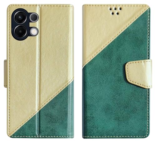 Image of SBMS Flip Cover for Oppo K13 5G Back Cover Case with Magnatic Closure | Inbuilt Stand | Card & Money Pocket (MultiGreen)
