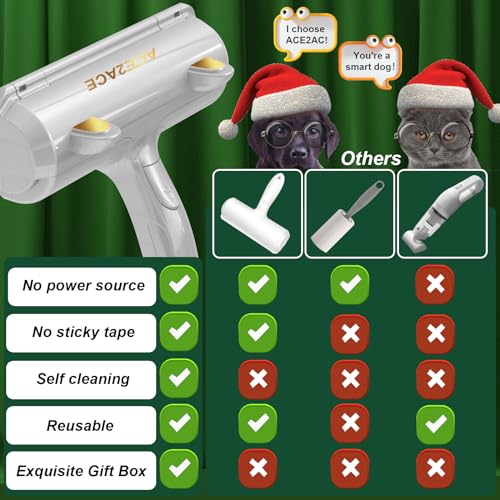 Image of ACE2ACE Pet Hair Remover, Reusable Lint Roller for Cat Dog with Hair-Bin