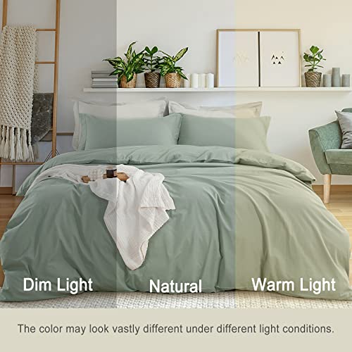 Emme Cotton Twin Duvet Cover Sage Green 2-Piece Soft Cotton Twin Xl Comforter Cover Bedding Collection Solid Color Button Closure & Corner Ties (Sage Green, Twin/Twin Xl) #TOP6